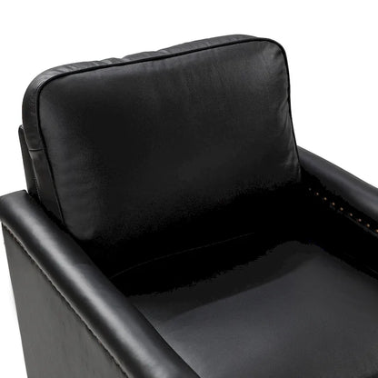 Rita Classic Genuine Leather Swivel Armchair With Nailhead Trims By HULALA HOME