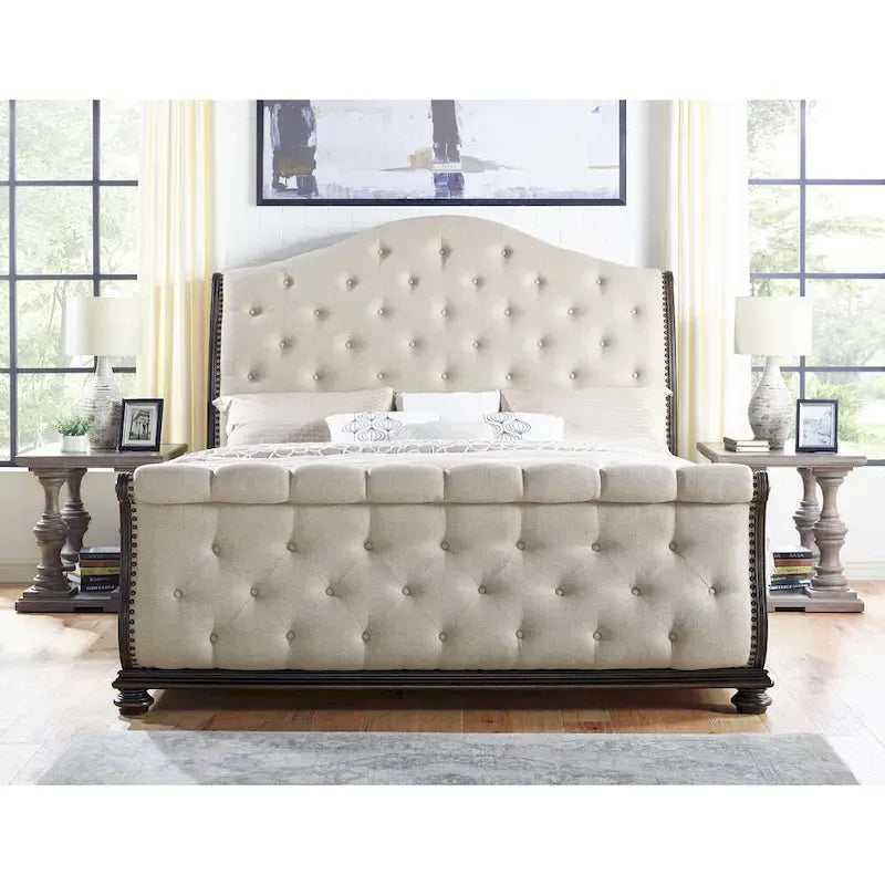 Steve Silver Raymond Rich Molasses Upholstered Sleigh Bed