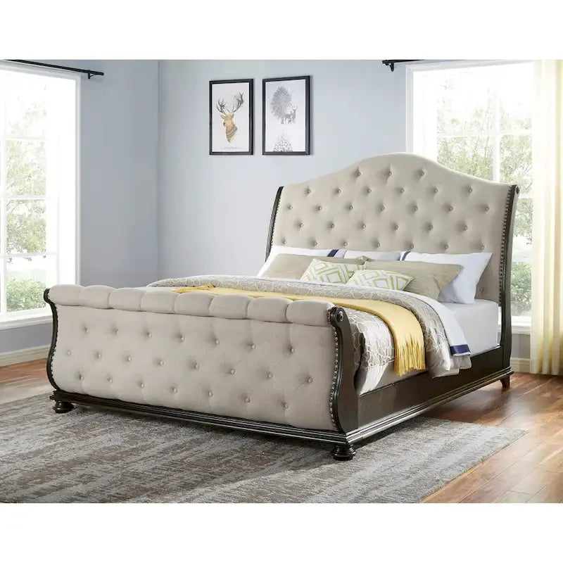 Steve Silver Raymond Rich Molasses Upholstered Sleigh Bed
