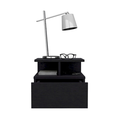 Adele Floating Nightstand with Open Shelf, Drawer, White