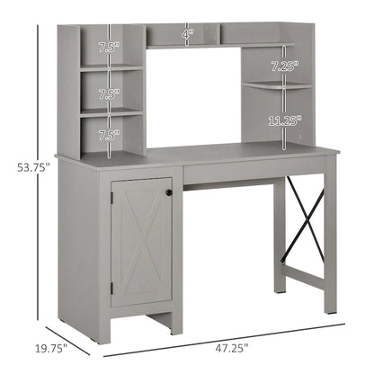 HOMCOM Farmhouse Computer Desk with Hutch and Cabinet, Home office Desk with Storage, for Study
