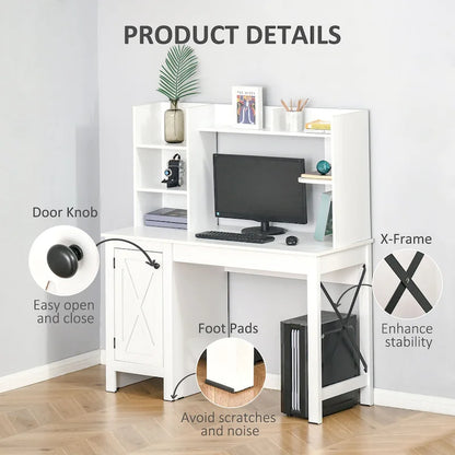 HOMCOM Farmhouse Computer Desk with Hutch and Cabinet, Home office Desk with Storage, for Study