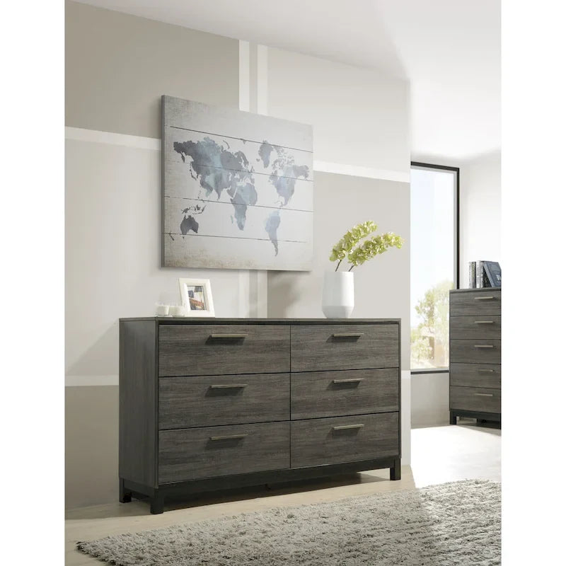 Roundhill Furniture Ioana 187 Antique Grey Wood Bed Room Set