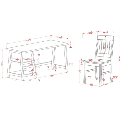 Writing Desk with Chair | 47" W | Grey & White | Transitional Home Office Desk