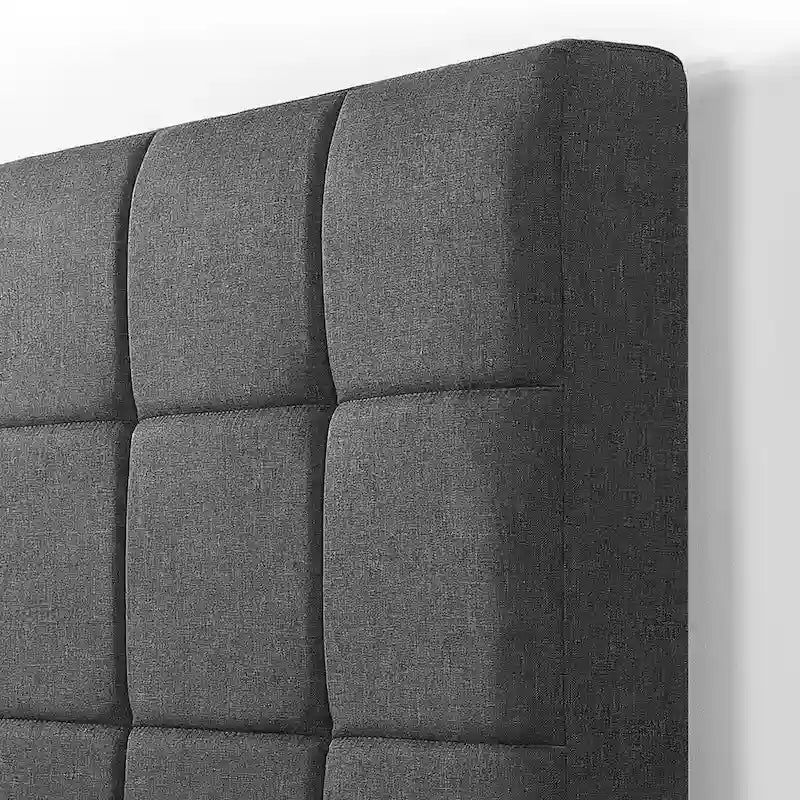 Priage by ZINUS Grey Upholstered Square Stitched Platform Bed Frame