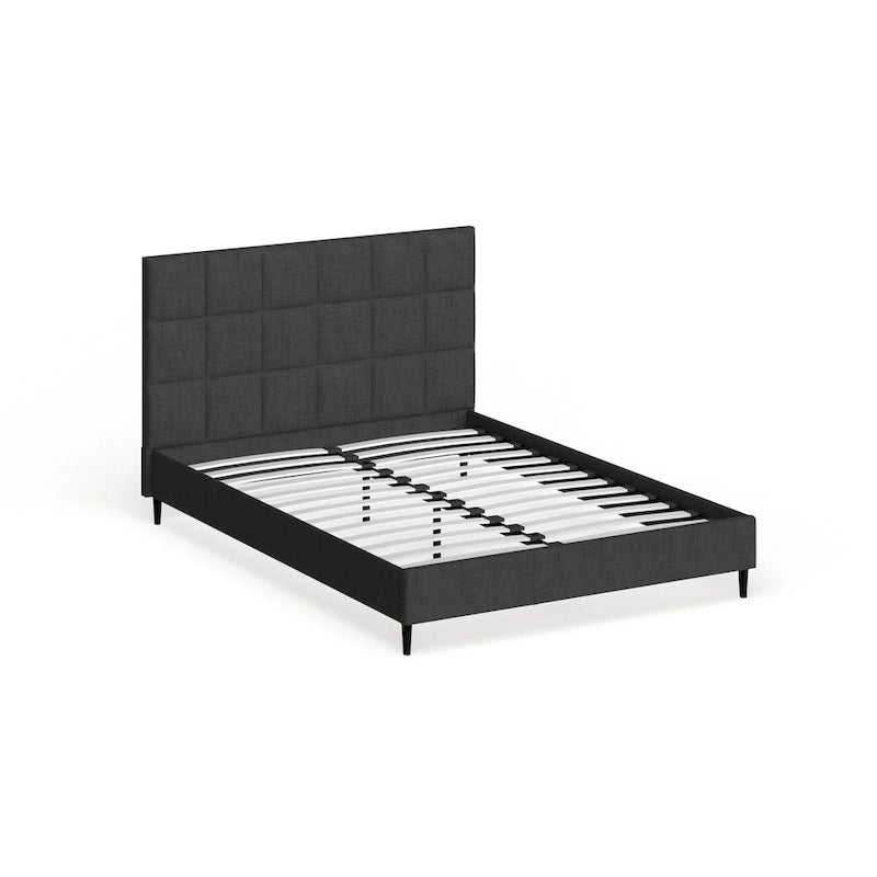 Priage by ZINUS Grey Upholstered Square Stitched Platform Bed Frame