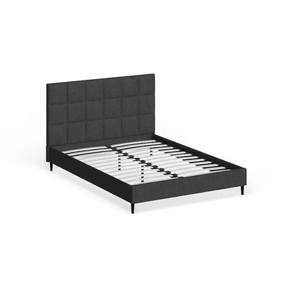 Priage by ZINUS Grey Upholstered Square Stitched Platform Bed Frame
