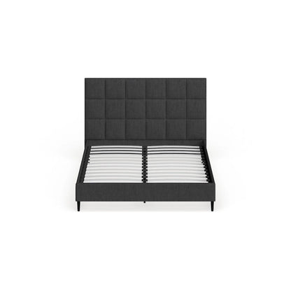 Priage by ZINUS Grey Upholstered Square Stitched Platform Bed Frame