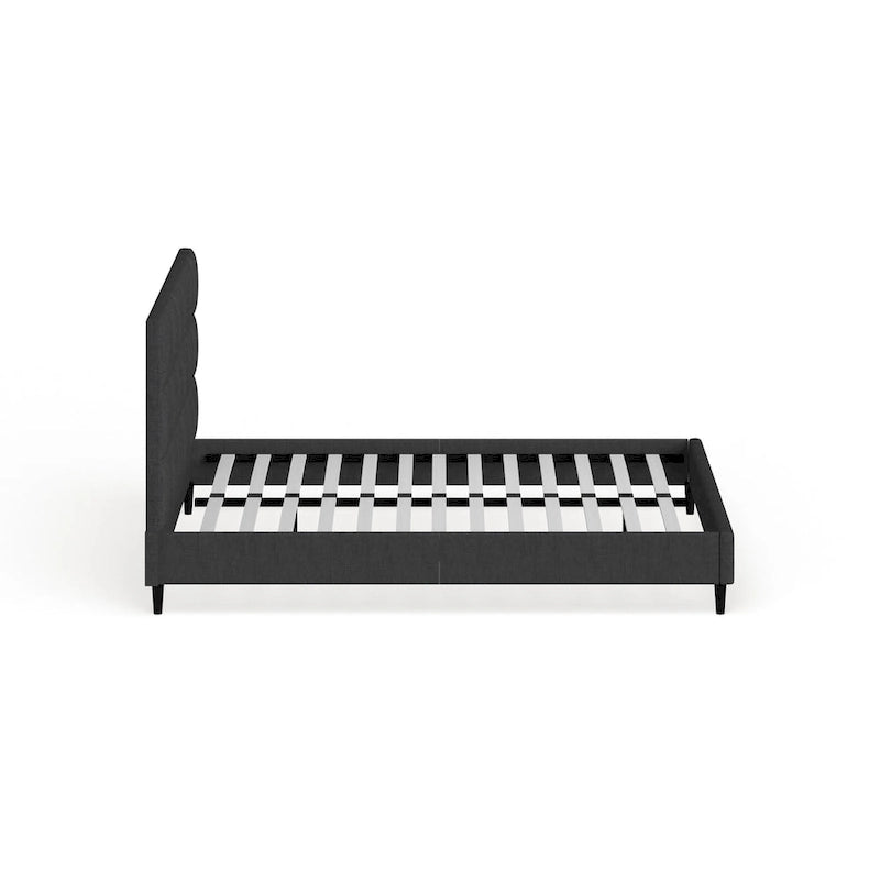 Priage by ZINUS Grey Upholstered Square Stitched Platform Bed Frame