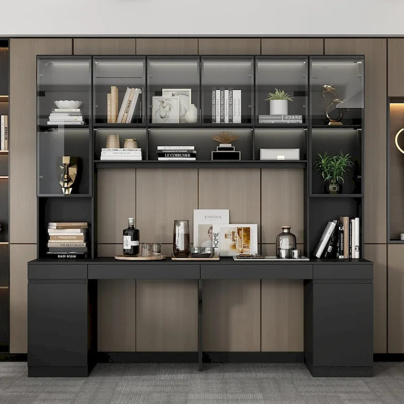 90.6W Spacious Double Desk Workstation w/Ample Storage for Two Table