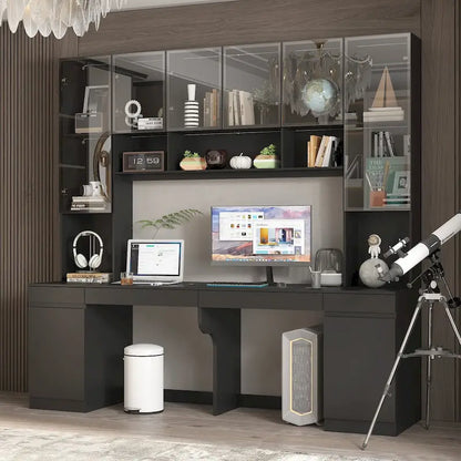 90.6W Spacious Double Desk Workstation w/Ample Storage for Two Table