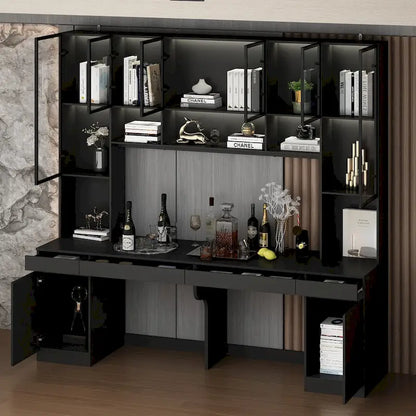 90.6W Spacious Double Desk Workstation w/Ample Storage for Two Table