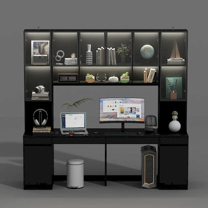 90.6W Spacious Double Desk Workstation w/Ample Storage for Two Table