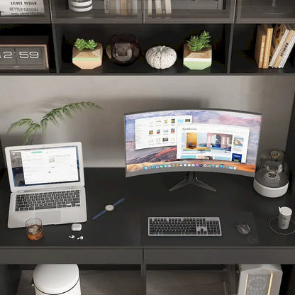90.6W Spacious Double Desk Workstation w/Ample Storage for Two Table