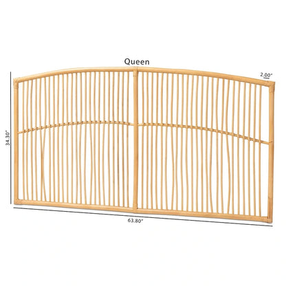 Malvina Modern Bohemian Natural Rattan Wall-mountable Headboard-Queen