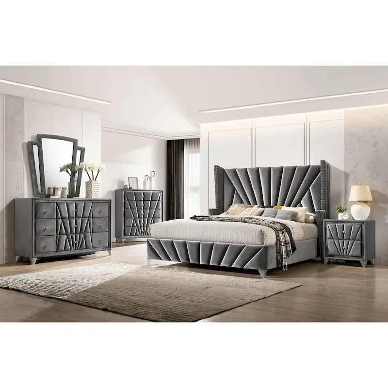 Furniture of America Ambrosia Traditional Fabric Upholstered Panel Bed
