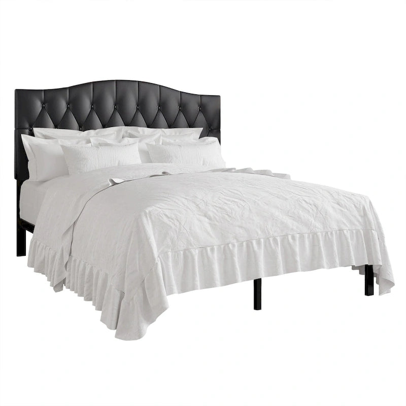 CraftPorch Classic Linen Button Tufted Upholstered Platform Bed