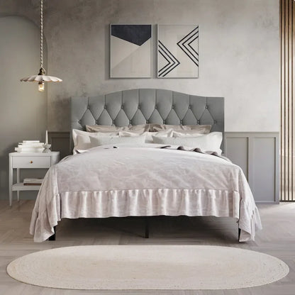 CraftPorch Classic Linen Button Tufted Upholstered Platform Bed