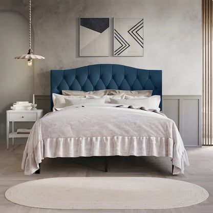 CraftPorch Classic Linen Button Tufted Upholstered Platform Bed