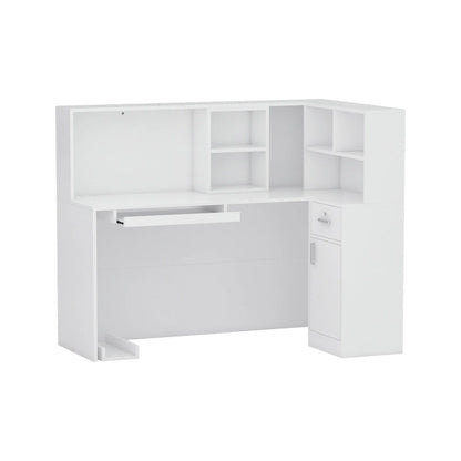 55.9-inch L-shaped Black or White Marbled Wood Reception Desk