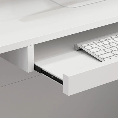 55.9-inch L-shaped Black or White Marbled Wood Reception Desk