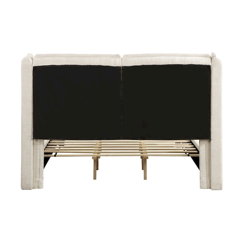 Janna Modern Boucle Fabric Queen-size Platform Bed with Wingback Headboard by Furniture of America