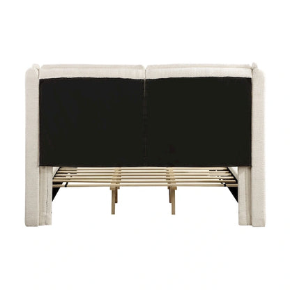 Janna Modern Boucle Fabric Queen-size Platform Bed with Wingback Headboard by Furniture of America