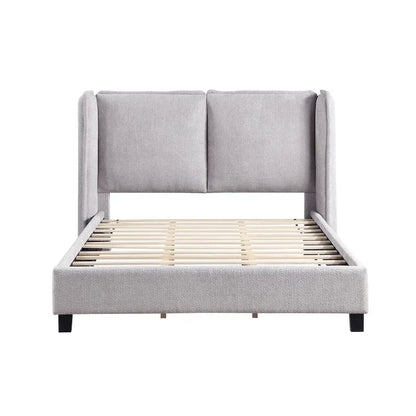 Janna Modern Boucle Fabric Queen-size Platform Bed with Wingback Headboard by Furniture of America