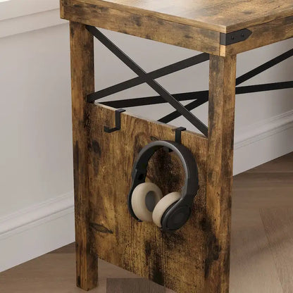Farmhouse L Shaped Home Office Computer Desk with Storage Cabinet