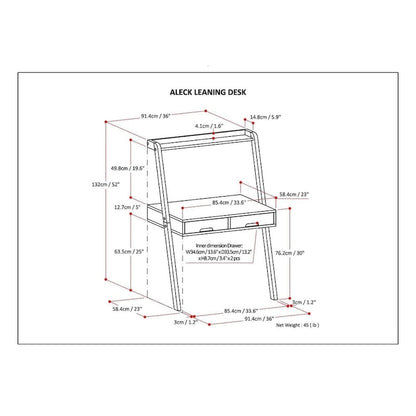 WYNDENHALL Darren SOLID WOOD Contemporary 36 inch Wide Modern Leaning Desk in Warm Walnut Brown