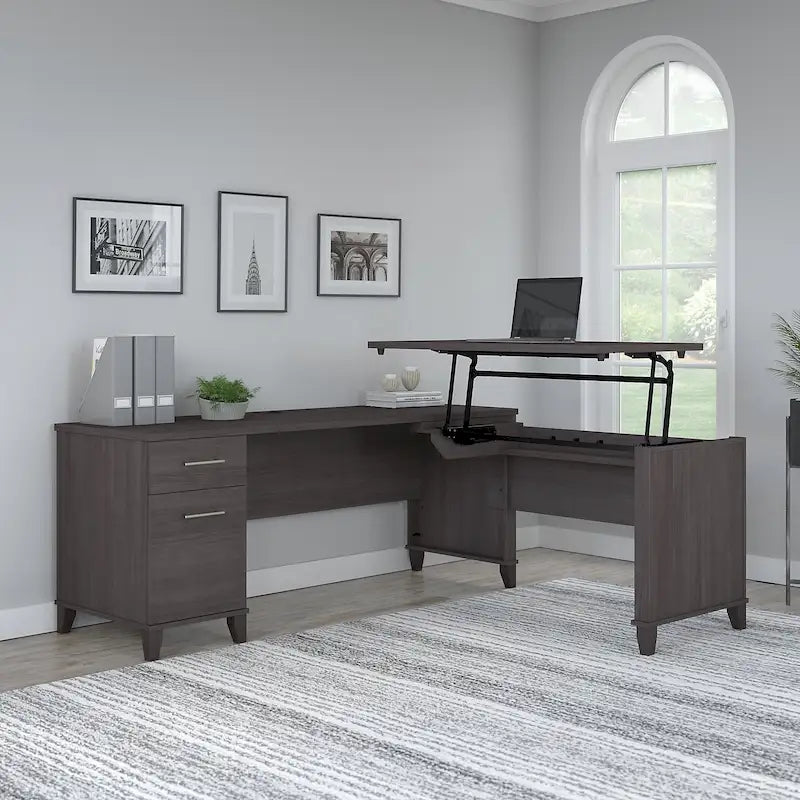 Somerset 72W 3 Position Sit to Stand L Shaped Desk by Bush Furniture