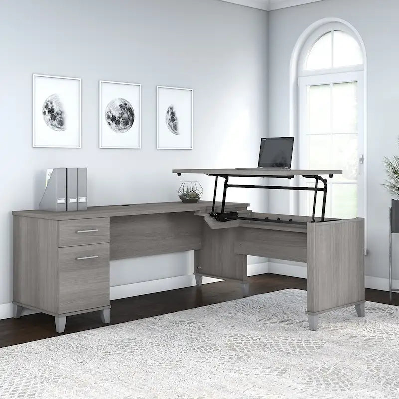 Somerset 72W 3 Position Sit to Stand L Shaped Desk by Bush Furniture