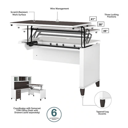 Somerset 72W 3 Position Sit to Stand L Shaped Desk by Bush Furniture