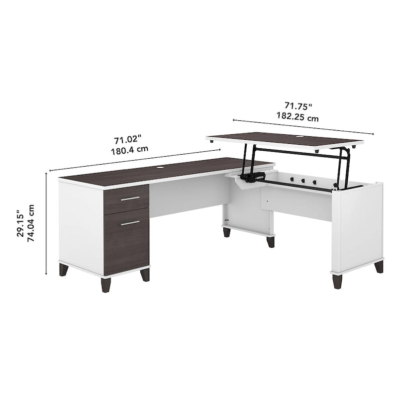 Somerset 72W 3 Position Sit to Stand L Shaped Desk by Bush Furniture