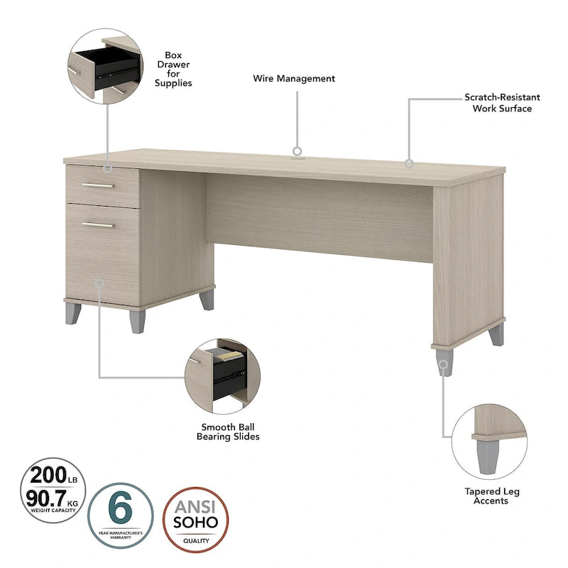 Somerset 72W 3 Position Sit to Stand L Shaped Desk by Bush Furniture