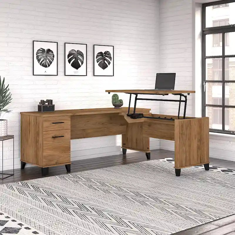 Somerset 72W 3 Position Sit to Stand L Shaped Desk by Bush Furniture