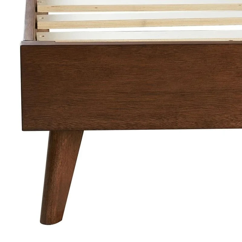 Upholstered Mid-century Modern Platform Bed with Upholstered Headboard