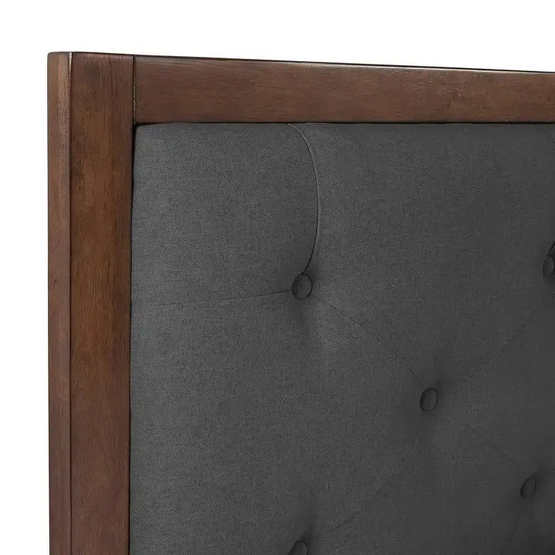 Upholstered Mid-century Modern Platform Bed with Upholstered Headboard