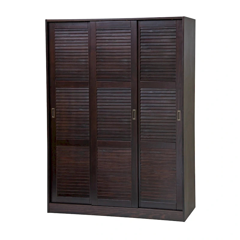 Palace Imports 100% Solid Wood Wall Closet System of Wardrobe Armoires with Mirrored, Louvered or Raised Panel Sliding Doors