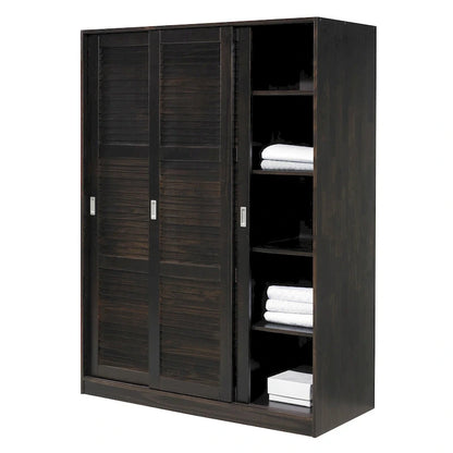 Palace Imports 100% Solid Wood Wall Closet System of Wardrobe Armoires with Mirrored, Louvered or Raised Panel Sliding Doors
