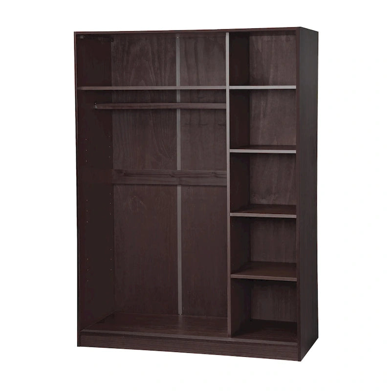 Palace Imports 100% Solid Wood Wall Closet System of Wardrobe Armoires with Mirrored, Louvered or Raised Panel Sliding Doors