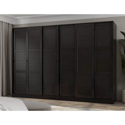 Palace Imports 100% Solid Wood Wall Closet System of Wardrobe Armoires with Mirrored, Louvered or Raised Panel Sliding Doors