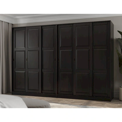 Palace Imports 100% Solid Wood Wall Closet System of Wardrobe Armoires with Mirrored, Louvered or Raised Panel Sliding Doors