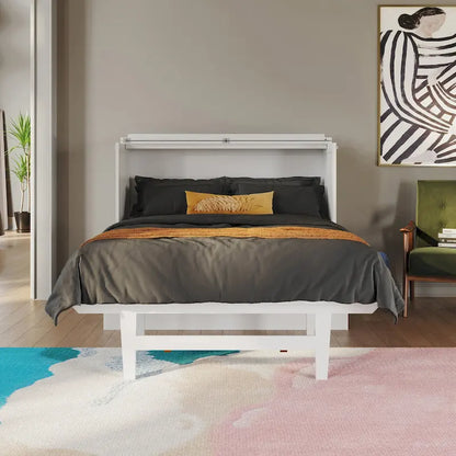 Northampton Full Murphy Bed Desk with Mattress in White
