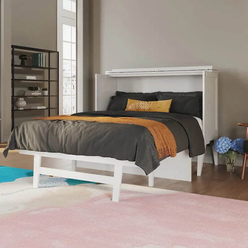 Northampton Full Murphy Bed Desk with Mattress in White
