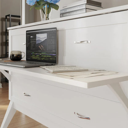 Northampton Full Murphy Bed Desk with Mattress in White