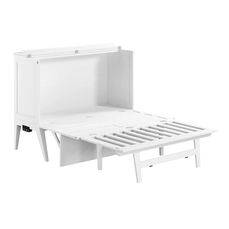 Northampton Full Murphy Bed Desk with Mattress in White