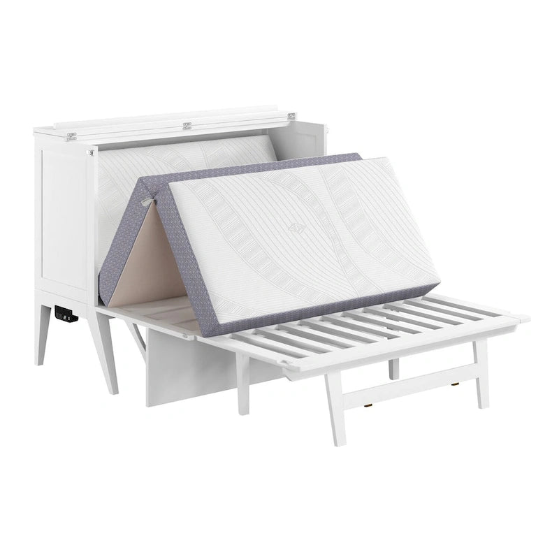 Northampton Full Murphy Bed Desk with Mattress in White