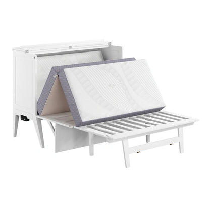 Northampton Full Murphy Bed Desk with Mattress in White
