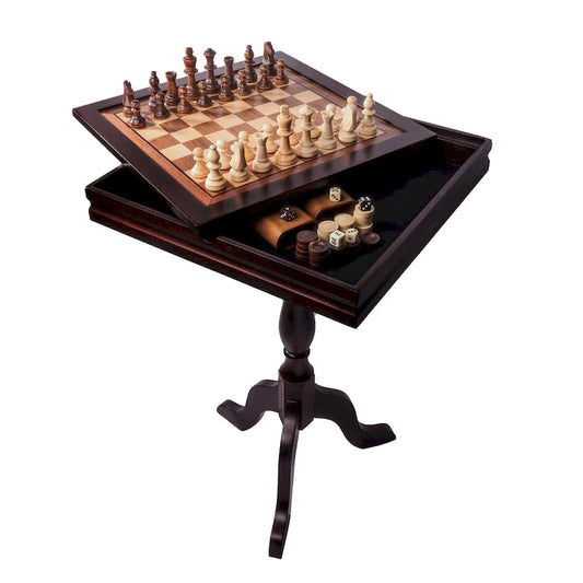 GSE Wooden 3-in-1 Chess Checkers Backgammon Table, Backgammon Chess Checkers Combo Game Set